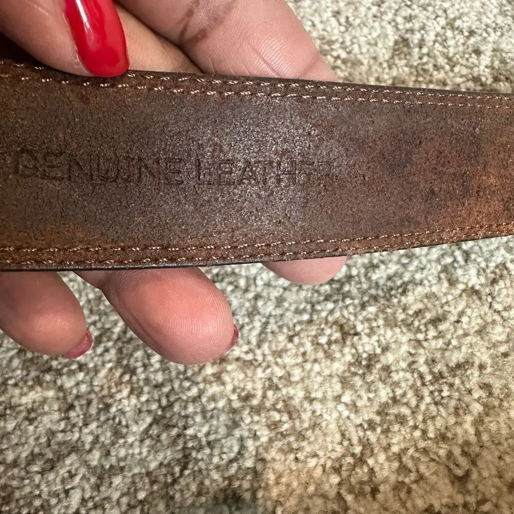 Fossil Brown Leather Belt 42 Cognac